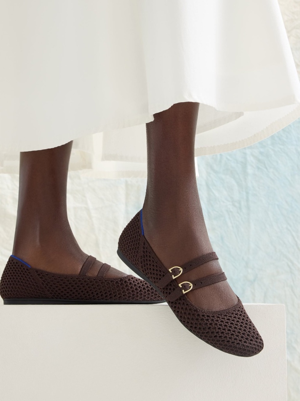Rothy's The Double Buckle Mary Jane - Chocolate Mesh Size 8 - Picture 2 of 3